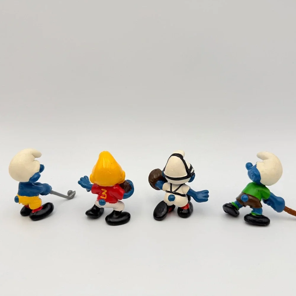 Vintage Schleich Smurfs Sports Figures Lot 1980 1981 Golf Football Baseball PVC